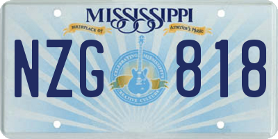 MS license plate NZG818