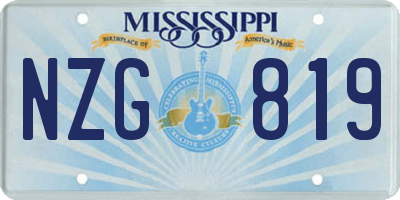 MS license plate NZG819