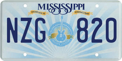 MS license plate NZG820
