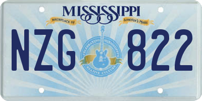 MS license plate NZG822