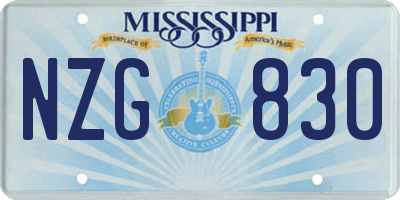 MS license plate NZG830