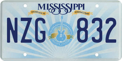 MS license plate NZG832