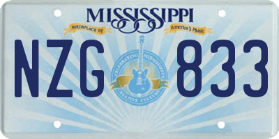 MS license plate NZG833