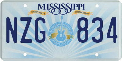 MS license plate NZG834