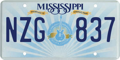 MS license plate NZG837