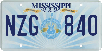 MS license plate NZG840