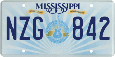 MS license plate NZG842