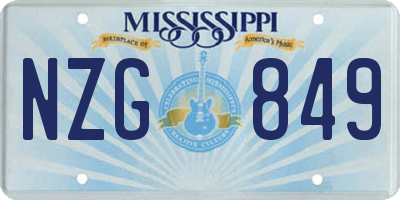 MS license plate NZG849