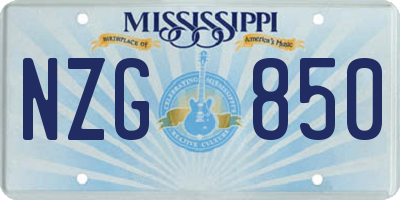 MS license plate NZG850