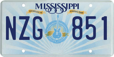 MS license plate NZG851
