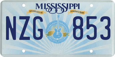 MS license plate NZG853