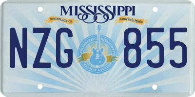 MS license plate NZG855