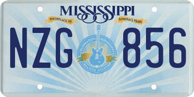 MS license plate NZG856