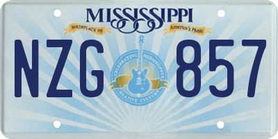 MS license plate NZG857