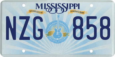 MS license plate NZG858
