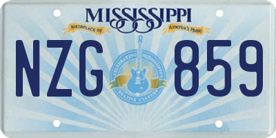 MS license plate NZG859