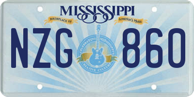 MS license plate NZG860