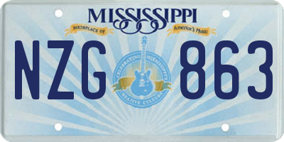 MS license plate NZG863