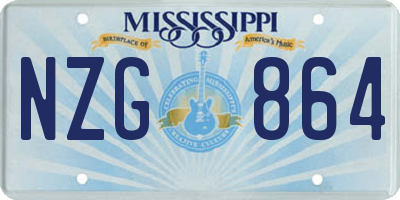 MS license plate NZG864