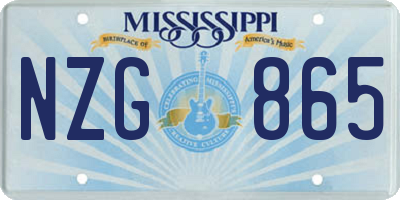 MS license plate NZG865