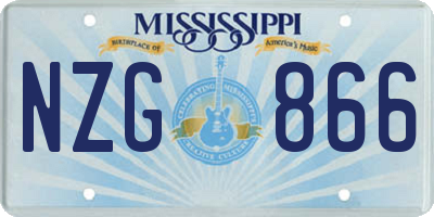 MS license plate NZG866