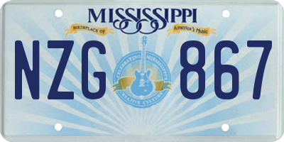 MS license plate NZG867