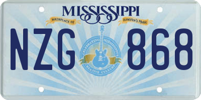 MS license plate NZG868