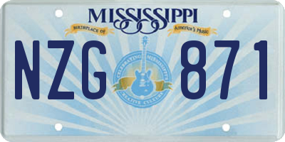 MS license plate NZG871