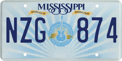 MS license plate NZG874