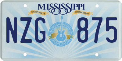 MS license plate NZG875