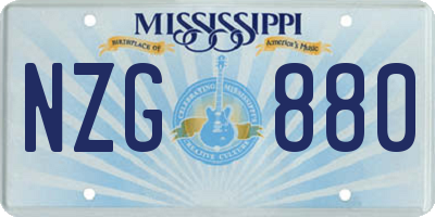 MS license plate NZG880