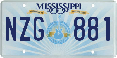 MS license plate NZG881