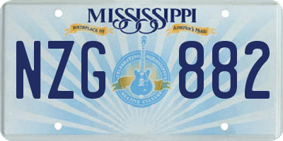 MS license plate NZG882