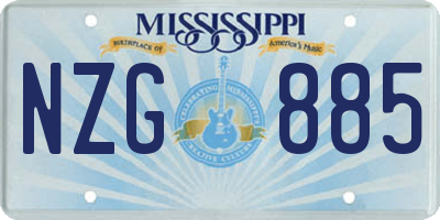 MS license plate NZG885