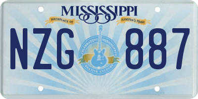 MS license plate NZG887