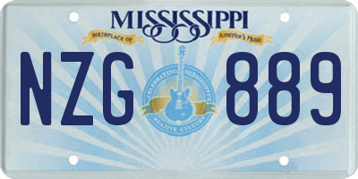 MS license plate NZG889