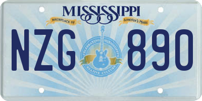 MS license plate NZG890