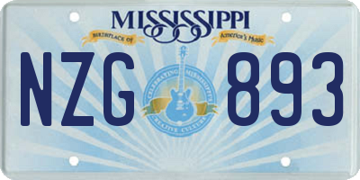 MS license plate NZG893