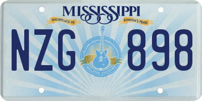 MS license plate NZG898