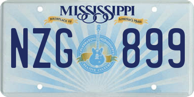 MS license plate NZG899