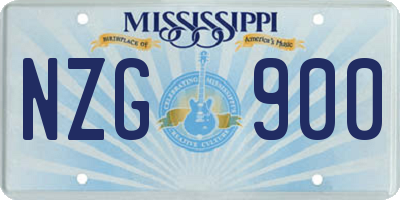 MS license plate NZG900