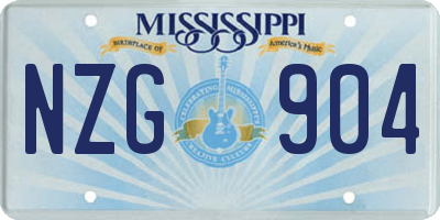 MS license plate NZG904