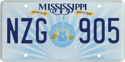MS license plate NZG905