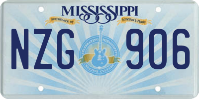 MS license plate NZG906