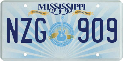 MS license plate NZG909