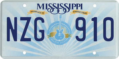 MS license plate NZG910