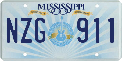 MS license plate NZG911