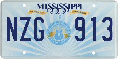 MS license plate NZG913