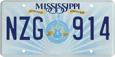 MS license plate NZG914
