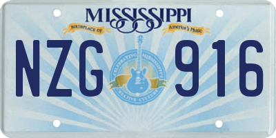 MS license plate NZG916
